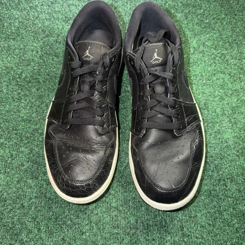 Nike Air Jordan Retro 1 Low G Golf Black Croc Skin Mens Size 10